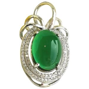 Sterling Silver Green Onyx CZ Pendant 🆕